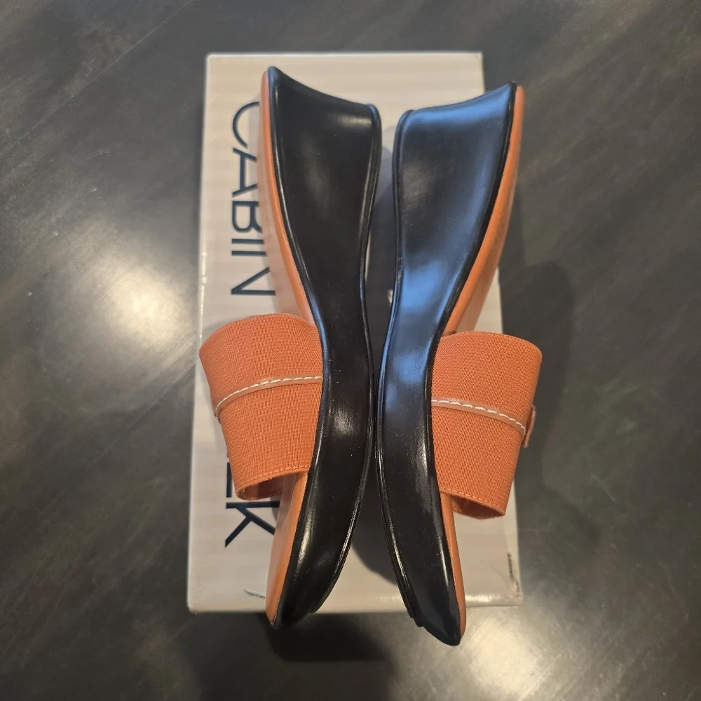 Cabin Creek Paloma Orange Wedge Slides Size 8.5